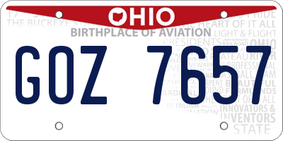 OH license plate GOZ7657