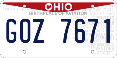 OH license plate GOZ7671