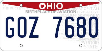 OH license plate GOZ7680