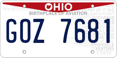 OH license plate GOZ7681