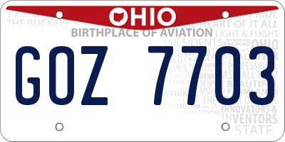 OH license plate GOZ7703