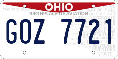 OH license plate GOZ7721