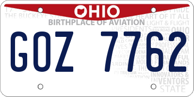 OH license plate GOZ7762