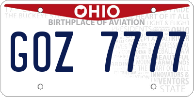 OH license plate GOZ7777