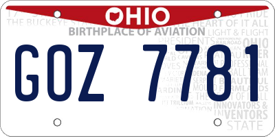 OH license plate GOZ7781