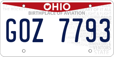 OH license plate GOZ7793