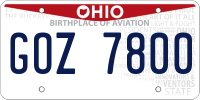 OH license plate GOZ7800