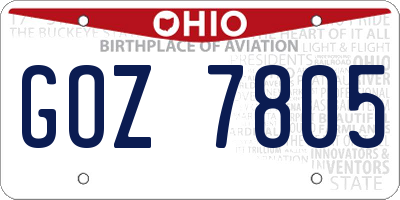 OH license plate GOZ7805