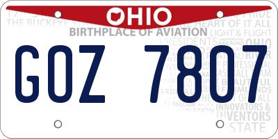 OH license plate GOZ7807