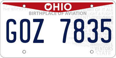 OH license plate GOZ7835