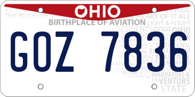 OH license plate GOZ7836