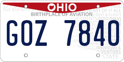 OH license plate GOZ7840