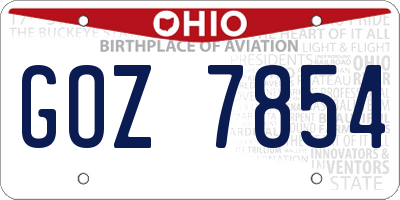 OH license plate GOZ7854