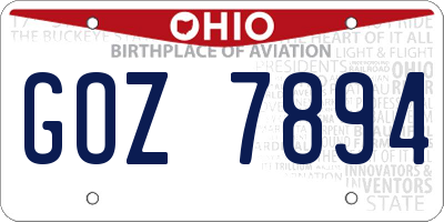 OH license plate GOZ7894