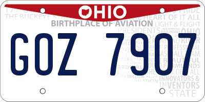 OH license plate GOZ7907