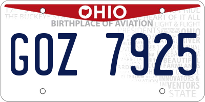 OH license plate GOZ7925