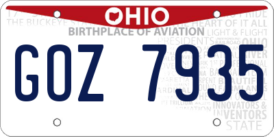 OH license plate GOZ7935