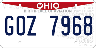 OH license plate GOZ7968