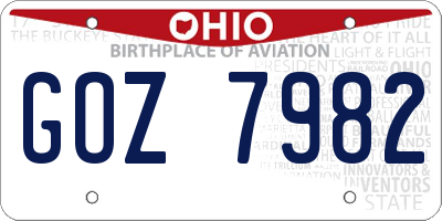 OH license plate GOZ7982