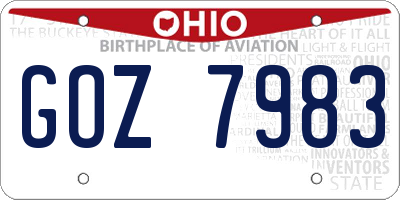 OH license plate GOZ7983