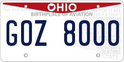 OH license plate GOZ8000