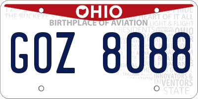 OH license plate GOZ8088