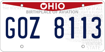 OH license plate GOZ8113