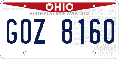 OH license plate GOZ8160