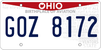 OH license plate GOZ8172