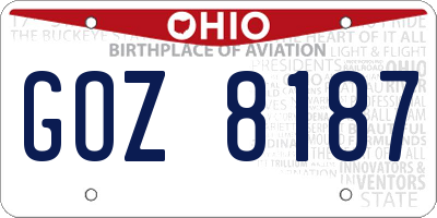 OH license plate GOZ8187