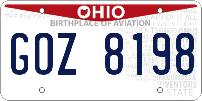 OH license plate GOZ8198