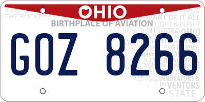 OH license plate GOZ8266