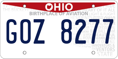 OH license plate GOZ8277