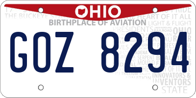 OH license plate GOZ8294