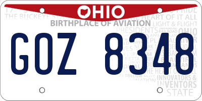 OH license plate GOZ8348
