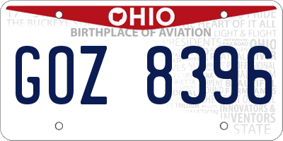 OH license plate GOZ8396