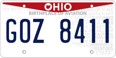 OH license plate GOZ8411