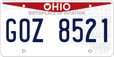 OH license plate GOZ8521