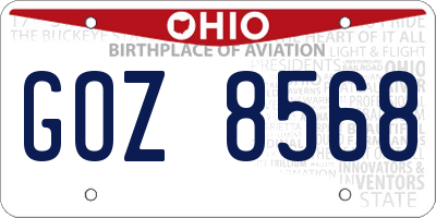OH license plate GOZ8568