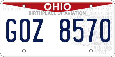 OH license plate GOZ8570