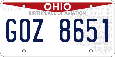 OH license plate GOZ8651