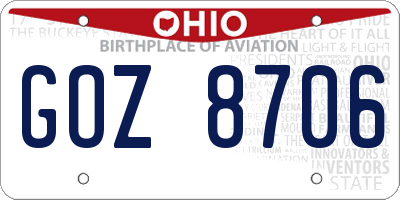 OH license plate GOZ8706