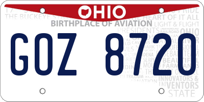 OH license plate GOZ8720