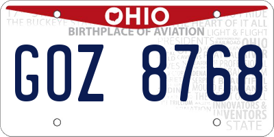 OH license plate GOZ8768