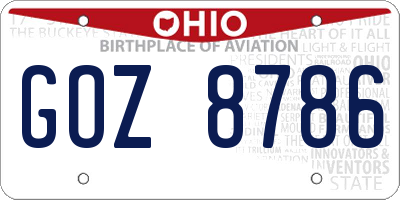 OH license plate GOZ8786