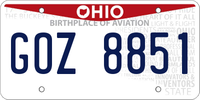 OH license plate GOZ8851