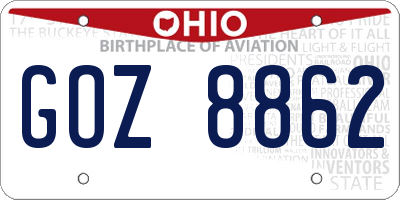 OH license plate GOZ8862