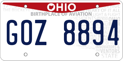 OH license plate GOZ8894