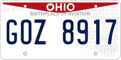 OH license plate GOZ8917