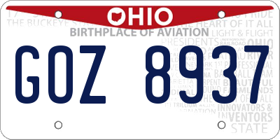 OH license plate GOZ8937
